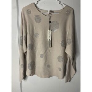 Catherine Malandrino Womens Embellished‎ Pale Platinum Sweater Top Size S